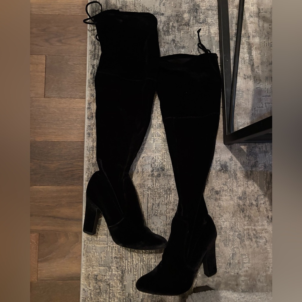 ❗️FINAL❗️Unisa Black Velvet Over The Knee High Heel Boots 9